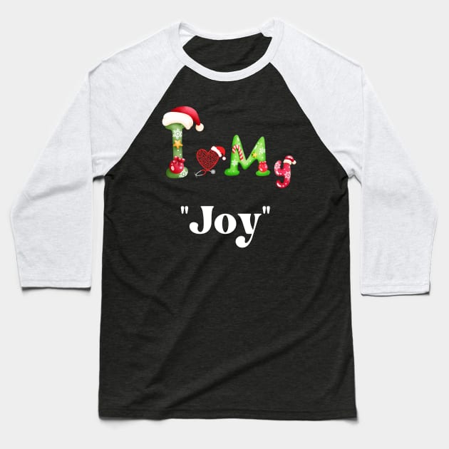 Xmas with Joy Baseball T-Shirt by Tee Trendz